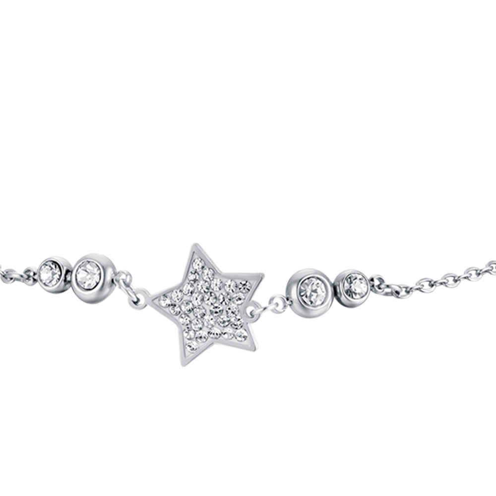 BRACELET EN ACIER POUR FEMME, ÉTOILE AVEC CRISTAUX BLANCS