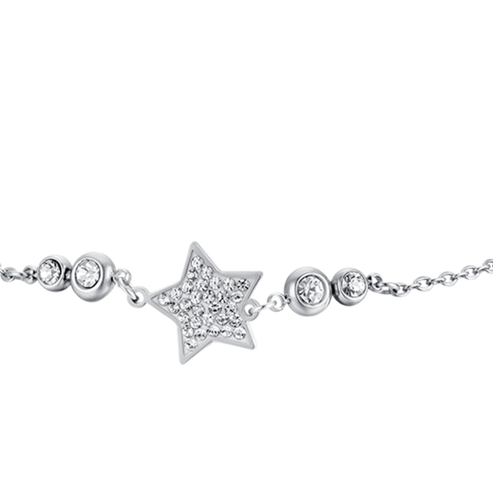 BRACELET EN ACIER POUR FEMME, ÉTOILE AVEC CRISTAUX BLANCS