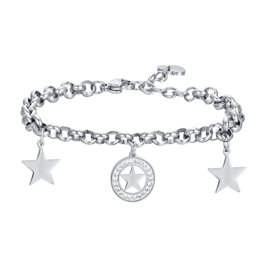 BRACELET POUR FEMME EN ACIER AVEC ÉTOILES ET CRISTAUX BLANCS