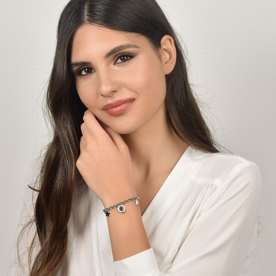 BRACELET POUR FEMME EN ACIER AVEC ÉTOILES ET CRISTAUX BLANCS