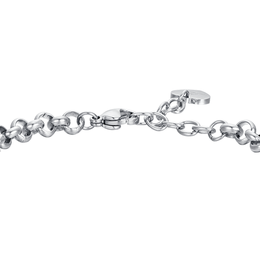 BRACELET EN ACIER POUR FEMMES AVEC CŒURS ET CRISTAUX BLANCS