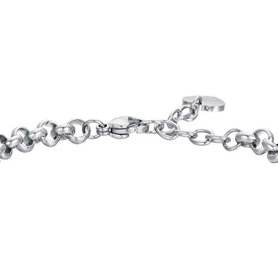 BRACELET EN ACIER POUR FEMMES AVEC CŒURS ET CRISTAUX BLANCS