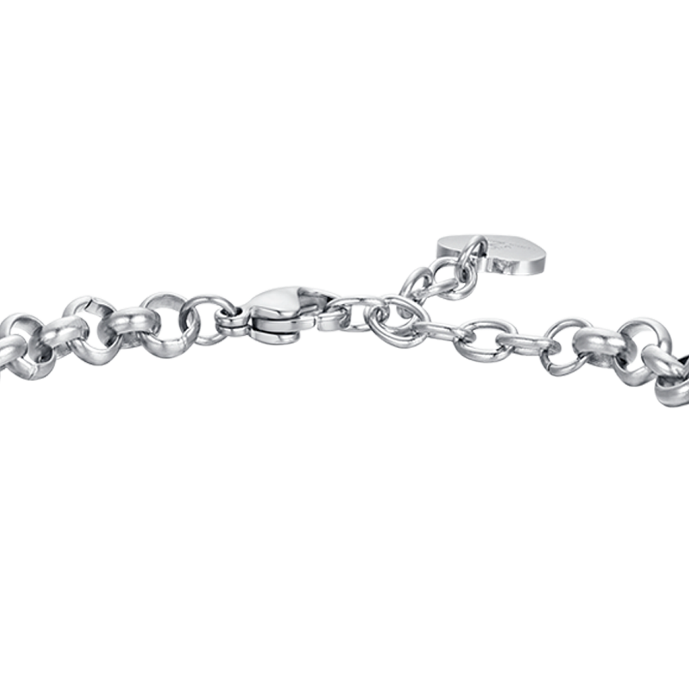 BRACELET POUR FEMME EN ACIER AVEC FLEUR DE VIE ET CRISTAUX BLANCS