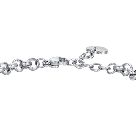 BRACELET POUR FEMME EN ACIER AVEC FLEUR DE VIE ET CRISTAUX BLANCS