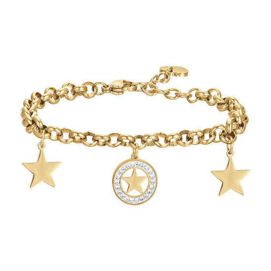 BRACELET POUR FEMME EN ACIER AVEC ÉTOILES ET CRISTAUX BLANCS