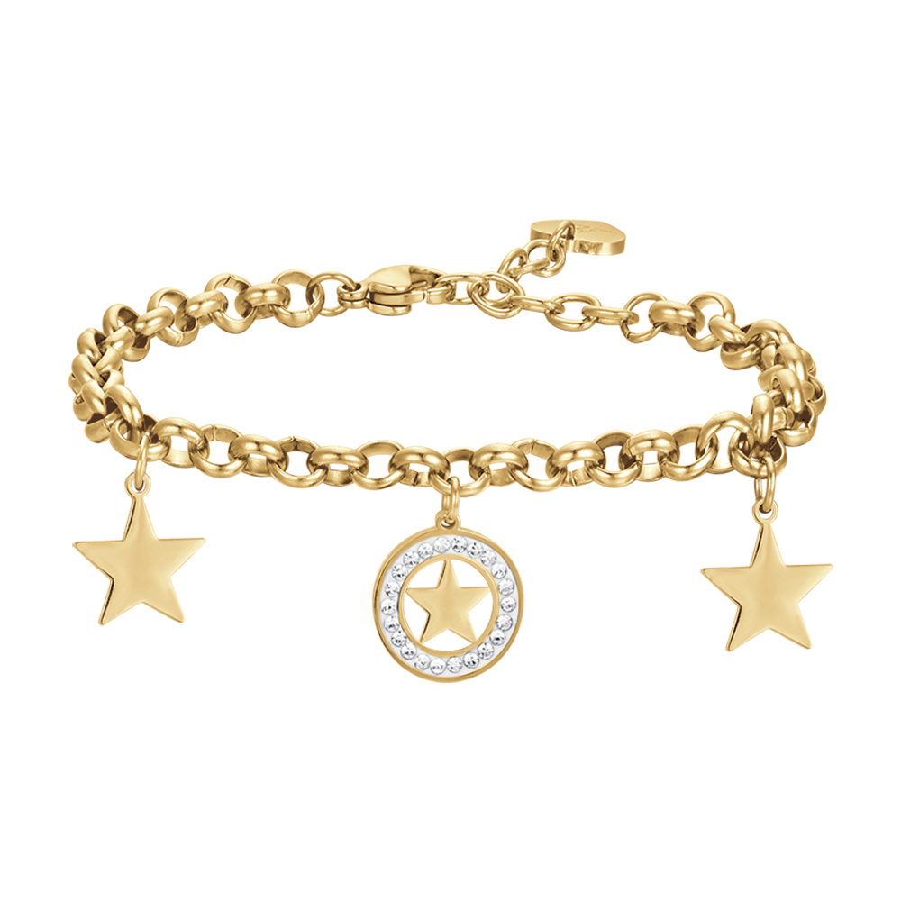 BRACELET POUR FEMME EN ACIER AVEC ÉTOILES ET CRISTAUX BLANCS