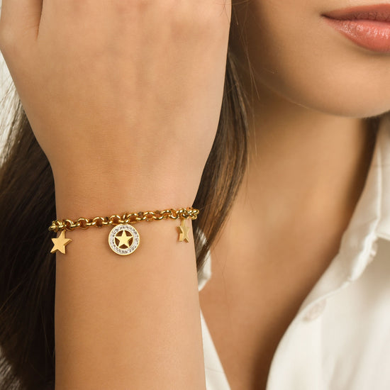 BRACELET POUR FEMME EN ACIER AVEC ÉTOILES ET CRISTAUX BLANCS