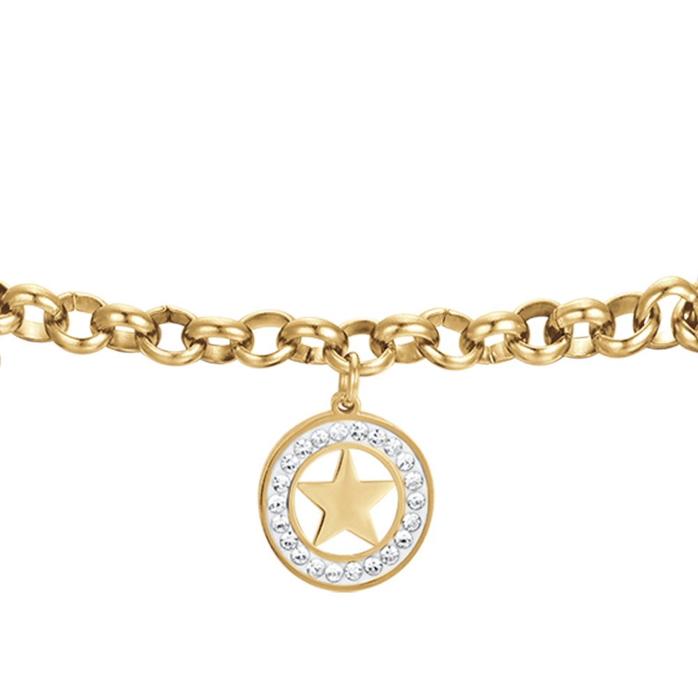 BRACELET POUR FEMME EN ACIER AVEC ÉTOILES ET CRISTAUX BLANCS