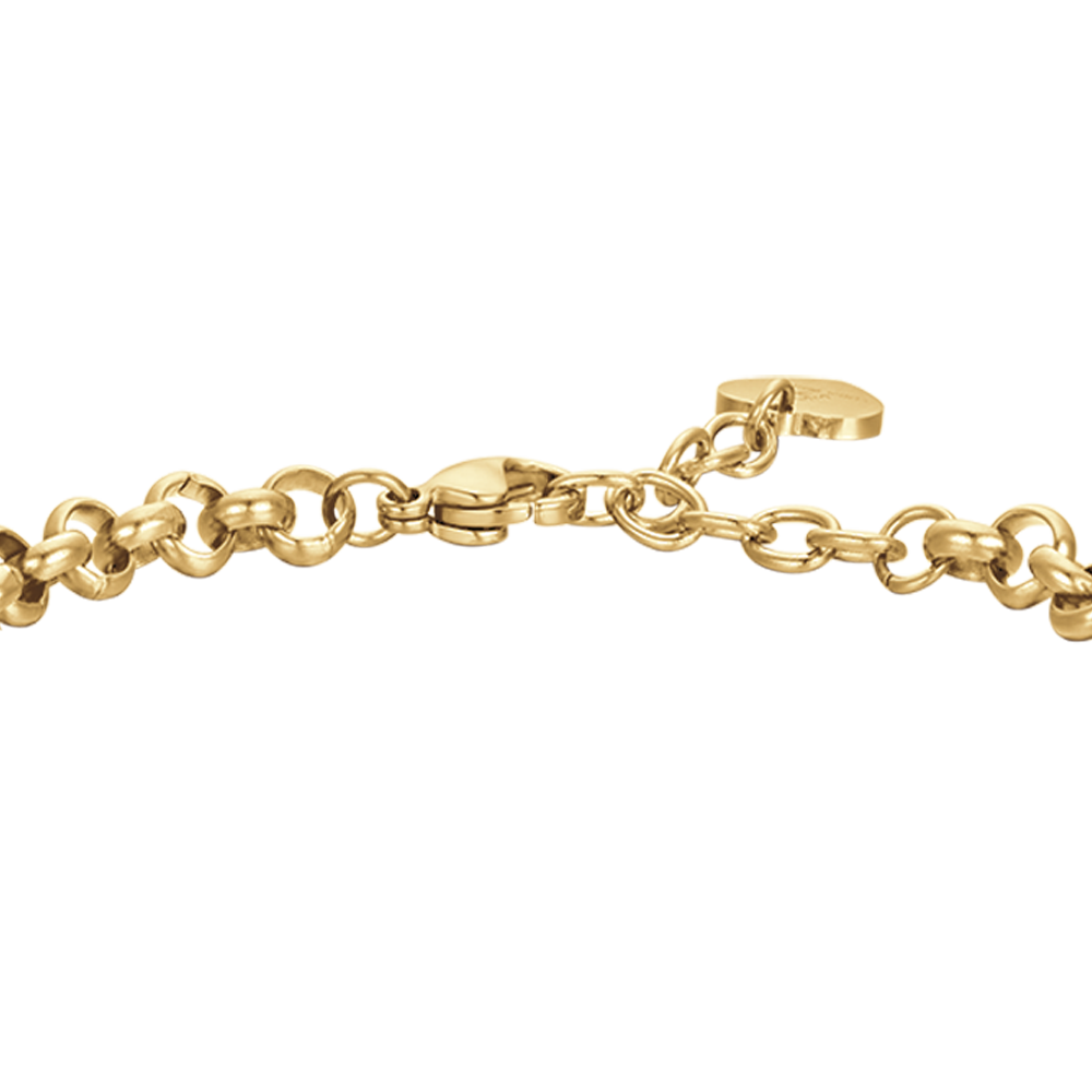 BRACELET EN ACIER POUR FEMMES AVEC CŒURS ET CRISTAUX BLANCS