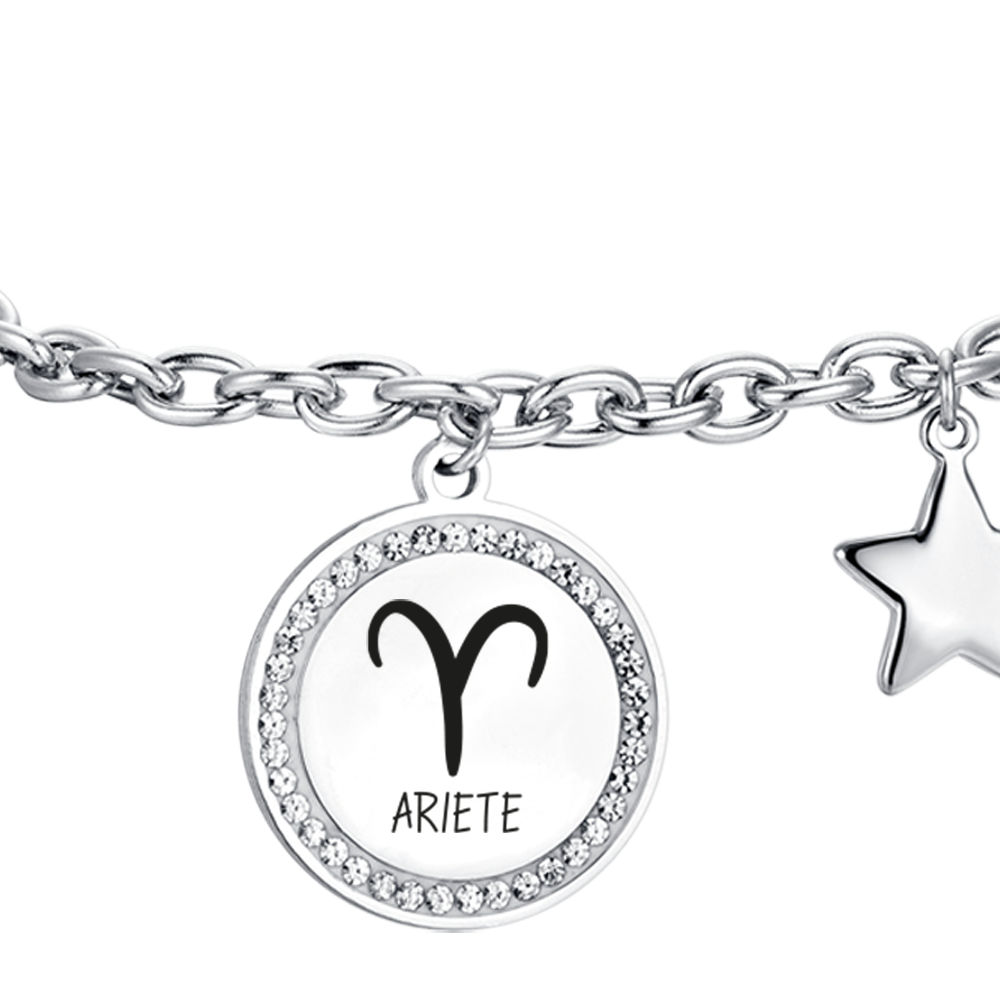 BRACELET FEMME EN ACIER SIGNE DU ZODIAQUE BÉLIER PLAQUE