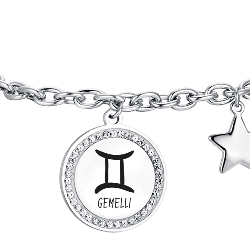 BRACELET FEMME EN ACIER SIGNE DU ZODIAQUE PLAQUE GÉMEAUX