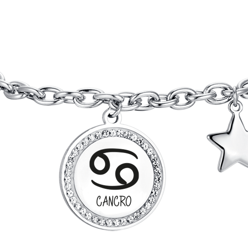 BRACELET FEMME EN ACIER SIGNE DU ZODIAQUE CANCER PLAQUE