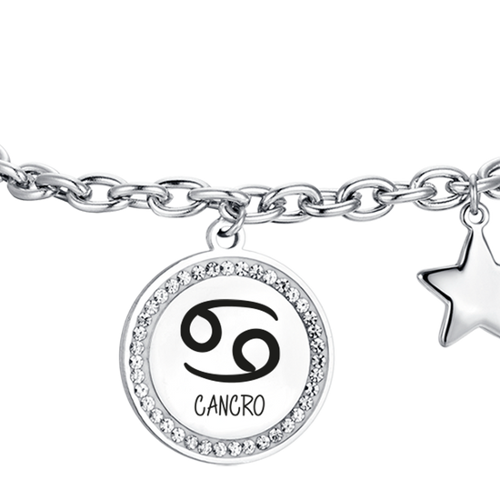 BRACELET FEMME EN ACIER SIGNE DU ZODIAQUE CANCER PLAQUE