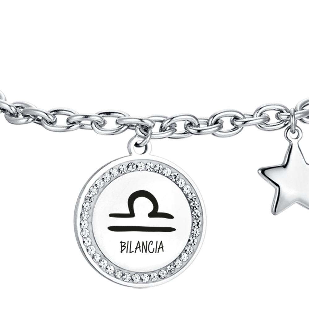BRACELET FEMME EN ACIER SIGNE DU ZODIAQUE LIBRA PLAQUE