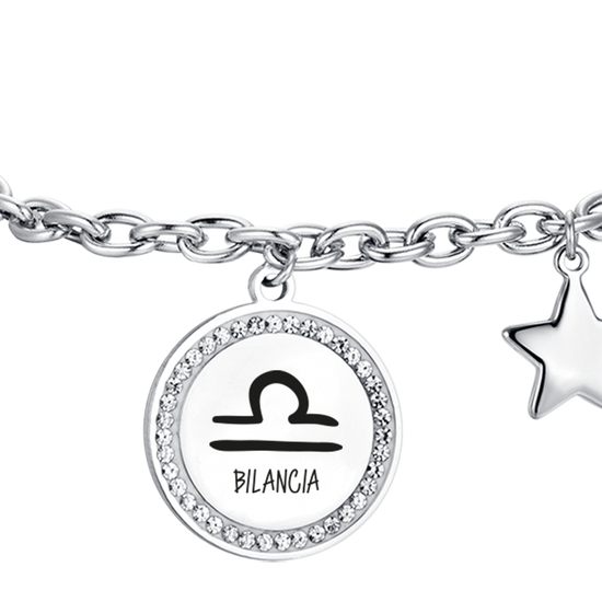BRACELET FEMME EN ACIER SIGNE DU ZODIAQUE LIBRA PLAQUE