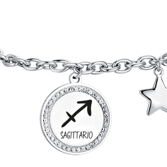 BRACELET FEMME EN ACIER SIGNE DU ZODIAQUE SAGITTAIRE PLAQUE