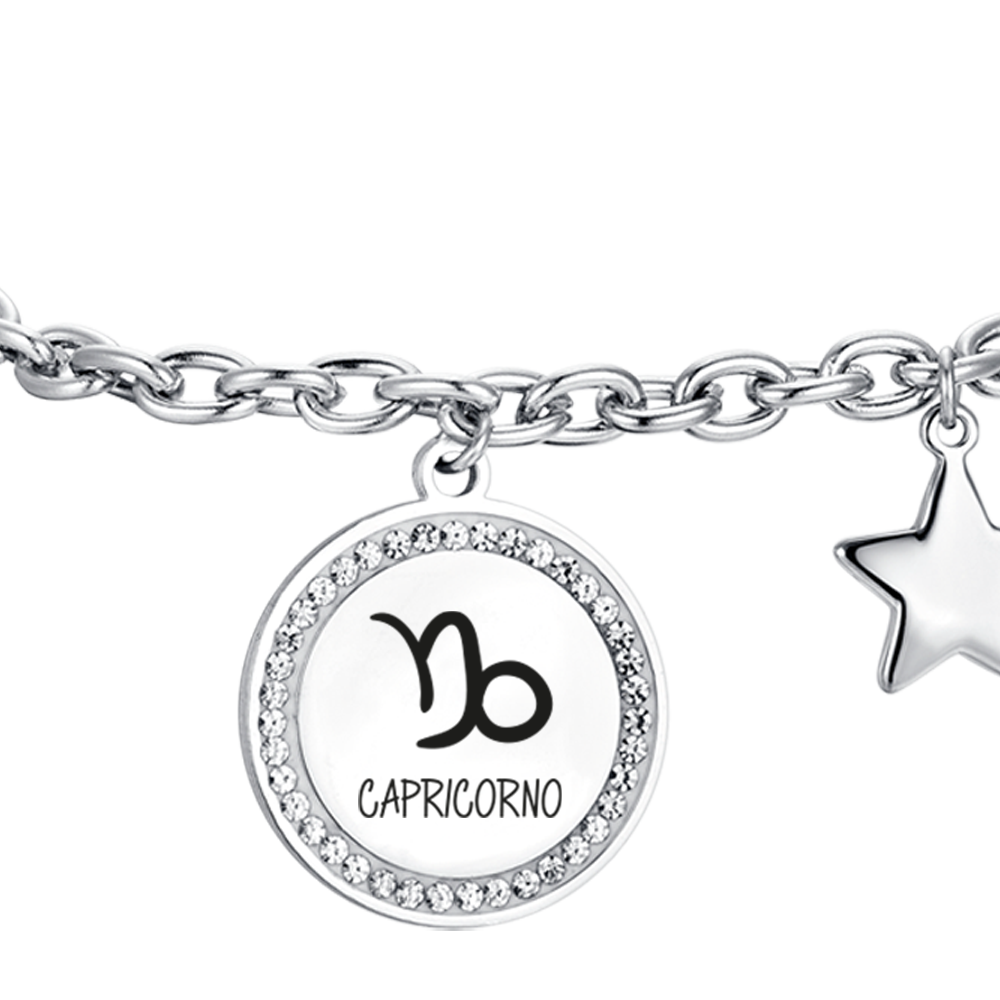 BRACELET FEMME EN ACIER SIGNE ASTROLOGIQUE CAPRICORNE PLAQUE