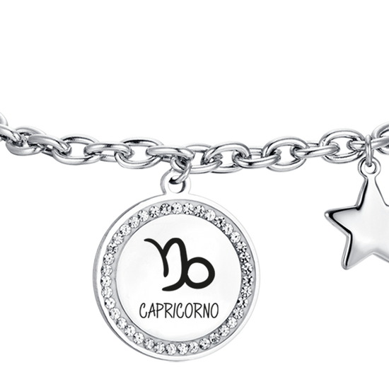 BRACELET FEMME EN ACIER SIGNE ASTROLOGIQUE CAPRICORNE PLAQUE