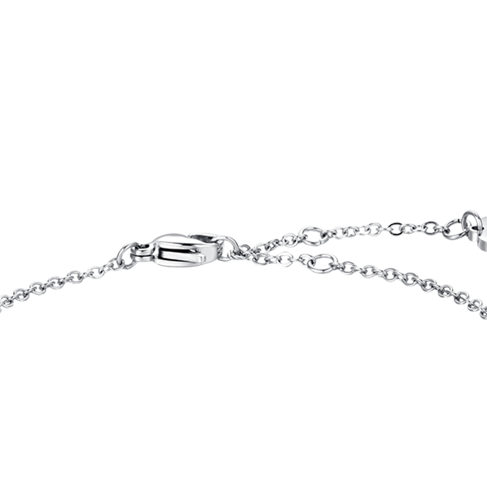 BRACELET FEMME EN ACIER AVEC COEUR EN CRISTAL ROSE ET BLANC