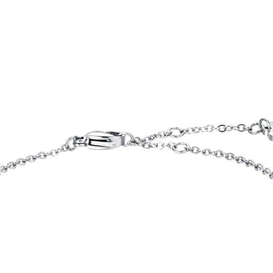 BRACELET FEMME EN ACIER AVEC COEUR EN CRISTAL ROSE ET BLANC