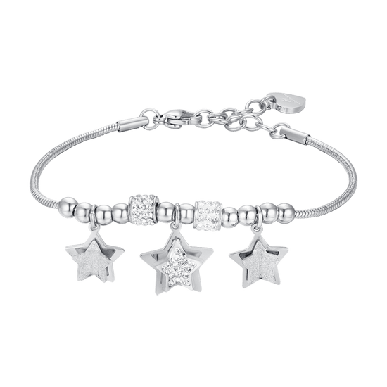 BRACCIALE DONNA IN ACCIAIO STELLE CON CRISTALLI BIANCHI Luca Barra