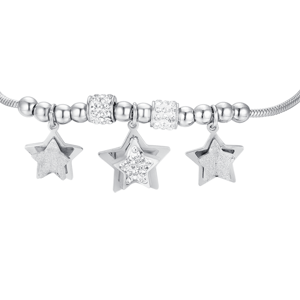 BRACELET FEMME EN ACIER ÉTOILÉ AVEC CRISTAUX BLANCS