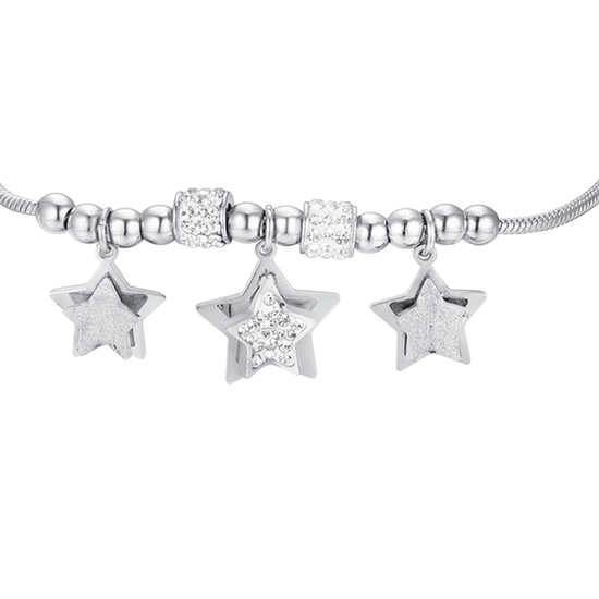 BRACELET FEMME EN ACIER ÉTOILÉ AVEC CRISTAUX BLANCS