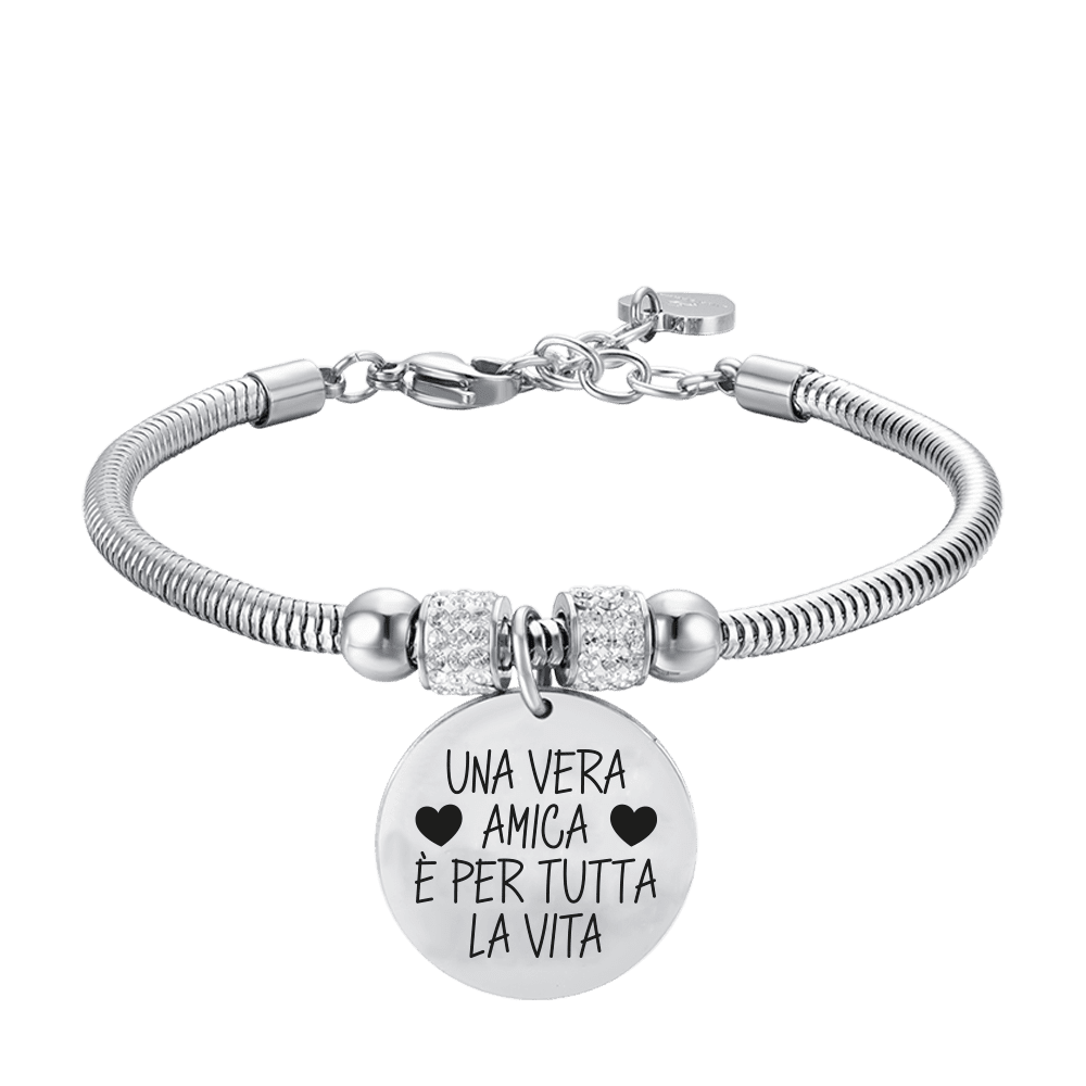 BRACELET EN ACIER POUR FEMMES UNE VRAIE AMIE, C'EST POUR LA VIE