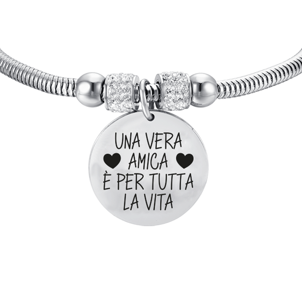 BRACELET EN ACIER POUR FEMMES UNE VRAIE AMIE, C'EST POUR LA VIE