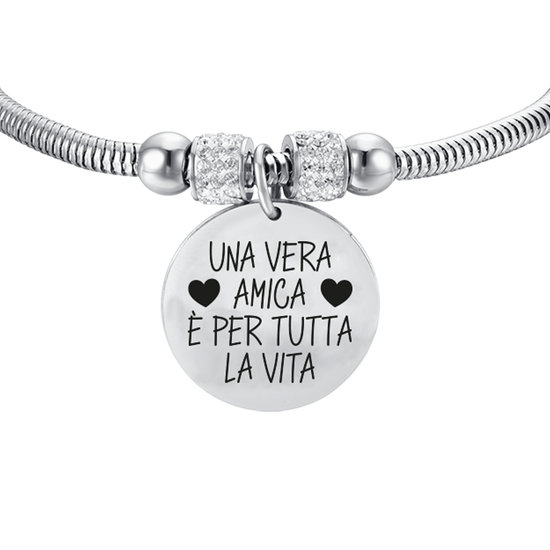 BRACELET EN ACIER POUR FEMMES UNE VRAIE AMIE, C'EST POUR LA VIE
