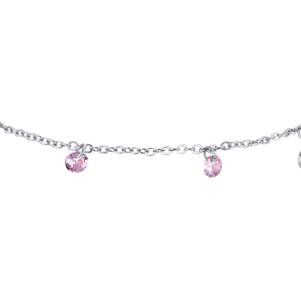 BRACELET FEMME EN ACIER CRISTAL ROSE