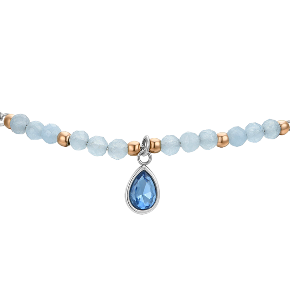 BRACELET FEMME EN ACIER AGATE BLEUE
