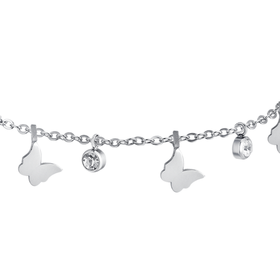 BRACELET FEMME EN ACIER AVEC PAPILLONS ET CRISTAUX