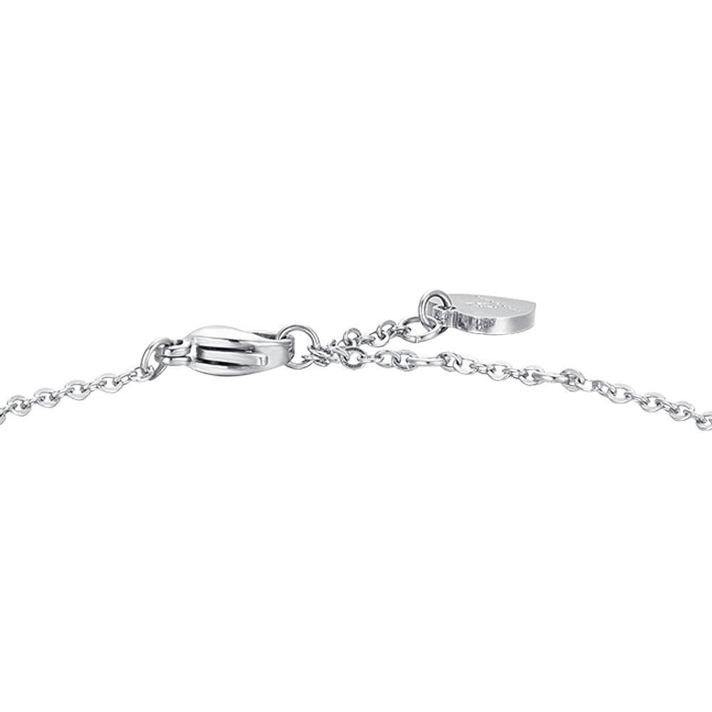 BRACCIALE DONNA IN ACCIAIO CON PERLE SINTETICHE E FIORE DELLA VITA