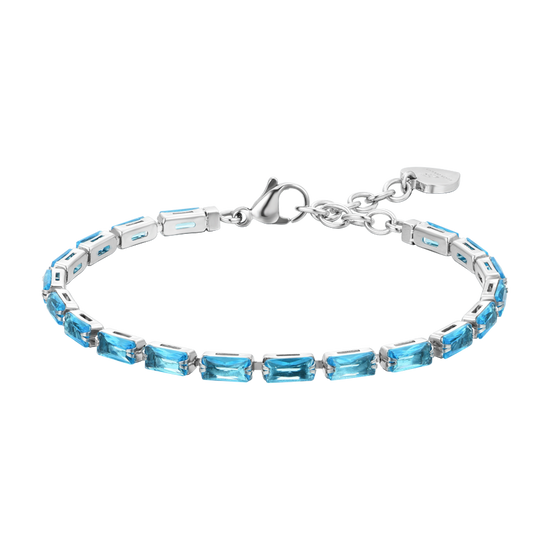 BRACCIALE TENNIS DONNA ZIRCONI BAGUETTE ACQUAMARINA Luca Barra