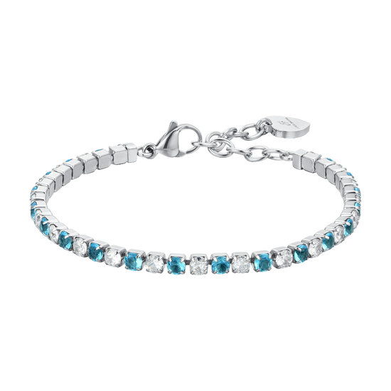 BRACCIALE TENNIS DONNA CRISTALLI AZZURRI E BIANCHI Luca Barra