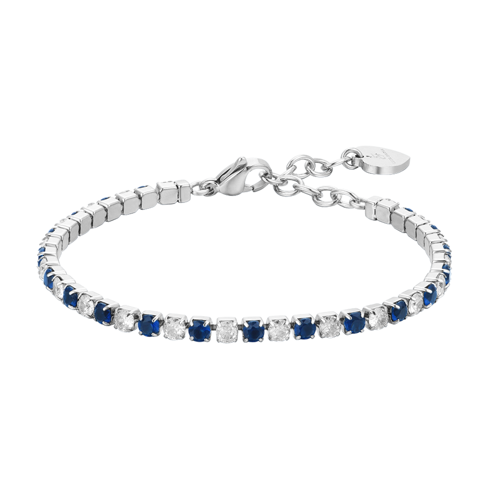 BRACCIALE TENNIS DONNA CRISTALLI BLU E BIANCHI Luca Barra