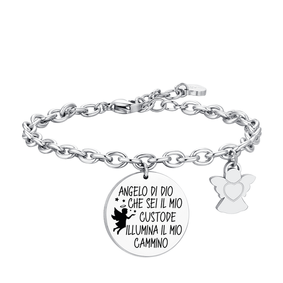 BRACELET FEMME EN ACIER AVEC BRELOQUE ANGE