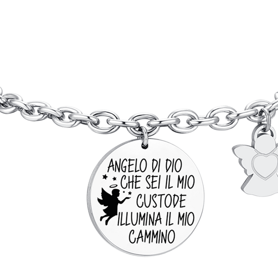 BRACELET FEMME EN ACIER AVEC BRELOQUE ANGE