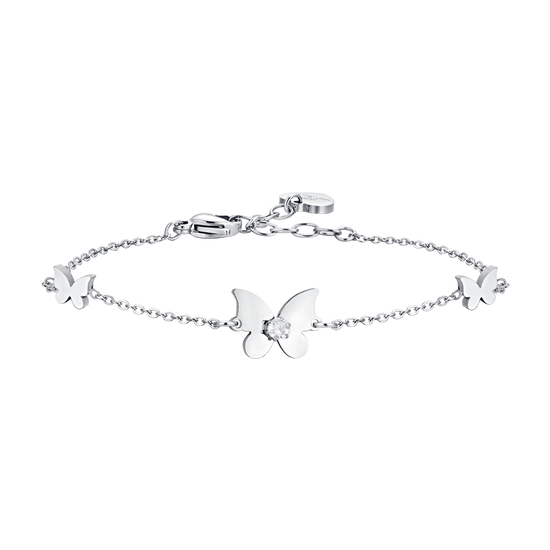 BRACCIALE DONNA IN ACCIAIO FARFALLE E ZIRCONI Luca Barra