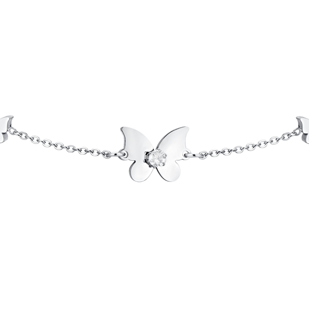 BRACELET FEMME EN ACIER AVEC PAPILLON ET ZIRCON CUBIQUE
