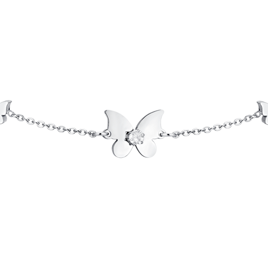 BRACELET FEMME EN ACIER AVEC PAPILLON ET ZIRCON CUBIQUE