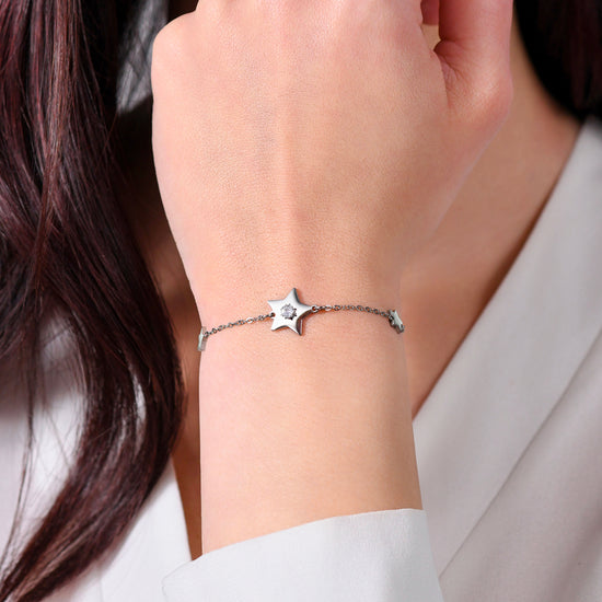 BRACCIALE DONNA IN ACCIAIO STELLE E ZIRCONI Luca Barra