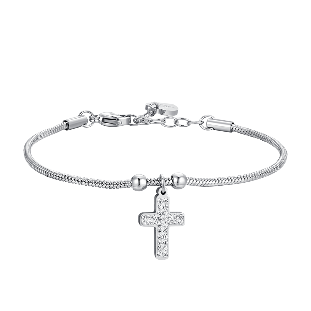 BRACCIALE DONNA IN ACCIAIO CON CROCE