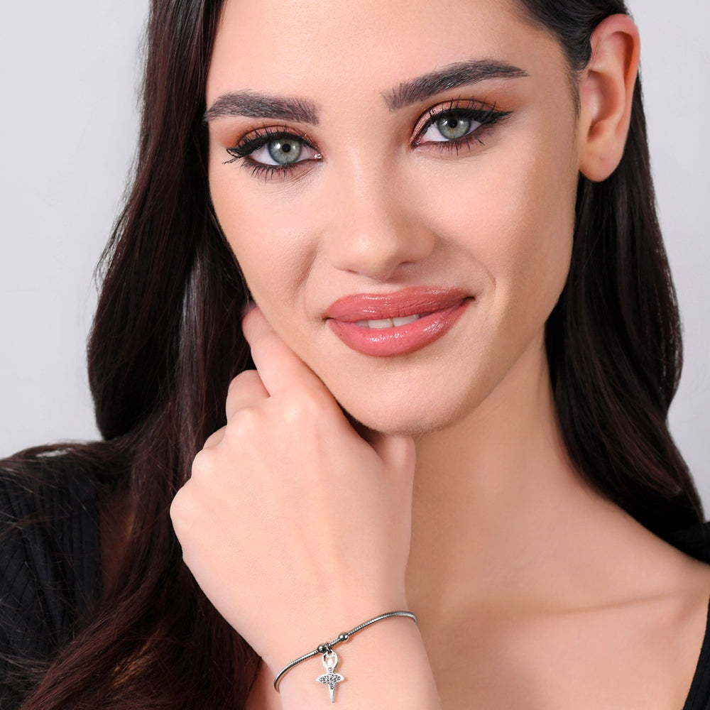 BRACELET FEMME EN ACIER AVEC BALLERINE