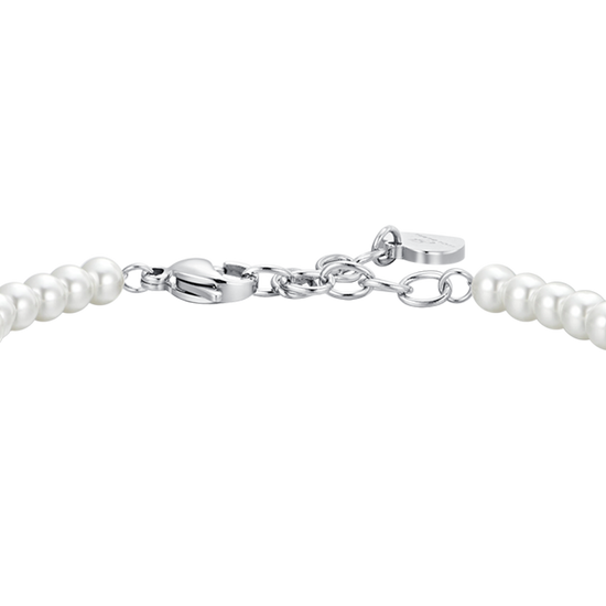 BRACCIALE DONNA IN ACCIAIO PERLE E ZIRCONE BIANCO Luca Barra