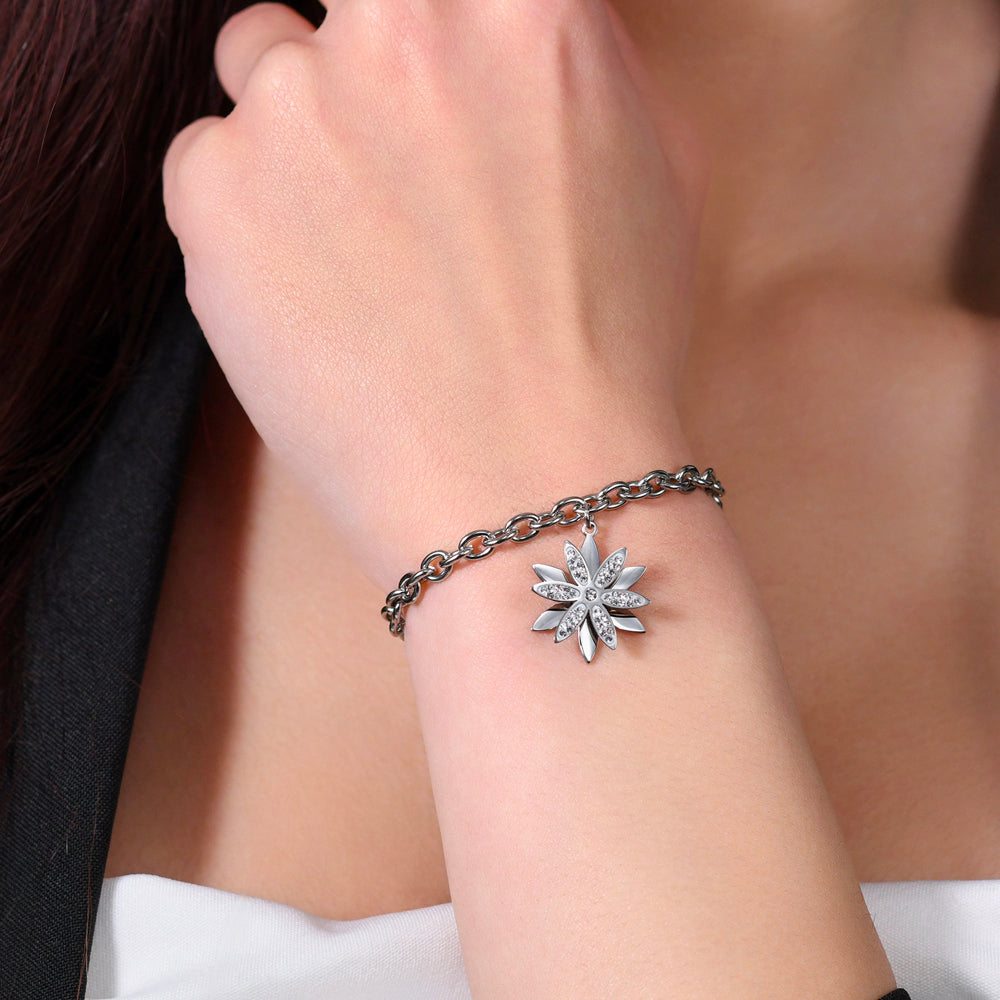 BRACELET PIVOTANT EN ACIER FLEUR DE VIE