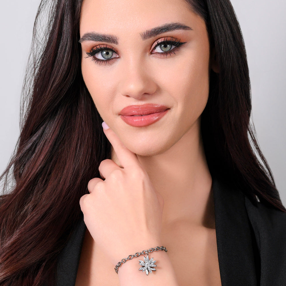 BRACELET PIVOTANT EN ACIER FLEUR DE VIE