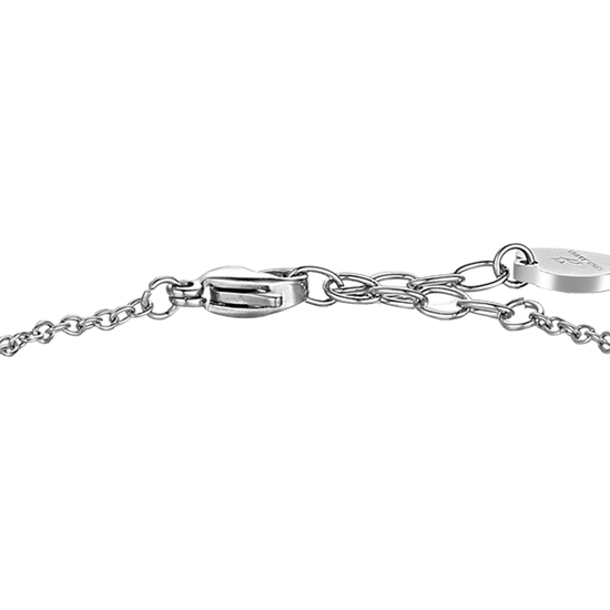 BRACCIALE DONNA CON QUADRIFOGLIO IN ACCIAIO E PERLE SINTETICHE BIANCHE