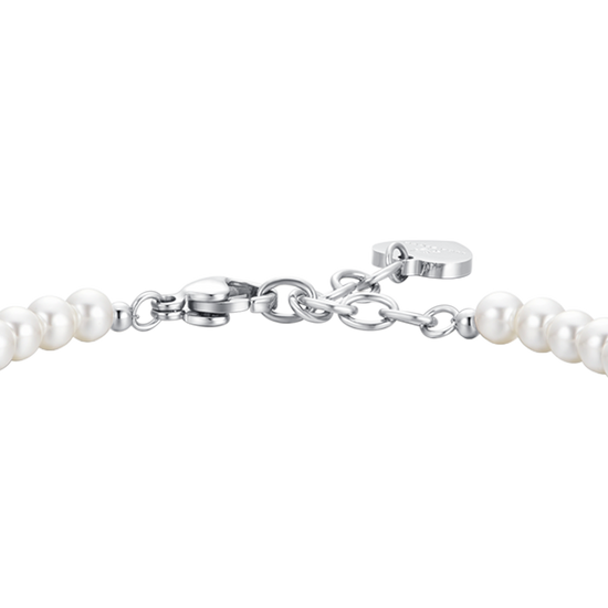 BRACELET FEMME EN ACIER AVEC PERLES BLANCHES